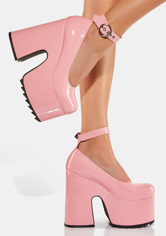 Pink Power Trip Chunky Platform Heels