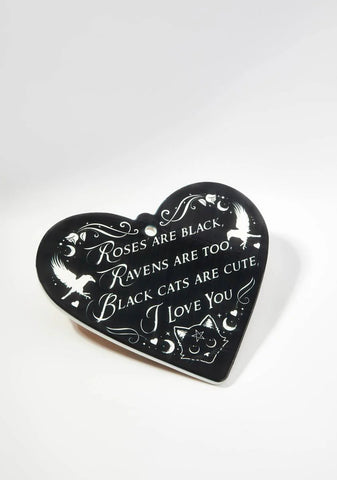 Roses Are Black Poetic Heart Trivet