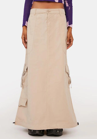 Aria Beige Cargo Maxi Skirt