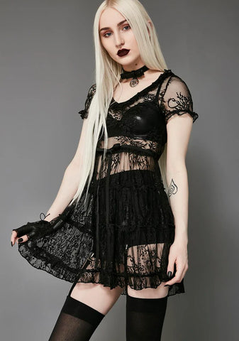 Shadow Kiss Lace Babydoll Dress