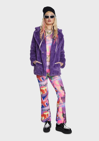 Purple Hendrix Faux Fur Coat