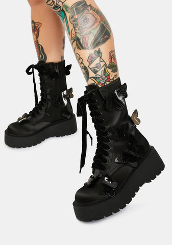 Awaken The Night Butterfly Combat Boots