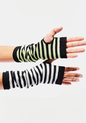 Mixed Stripe Fingerless Gloves