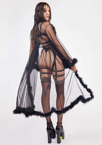 Surface Level Marabou Mesh Robe