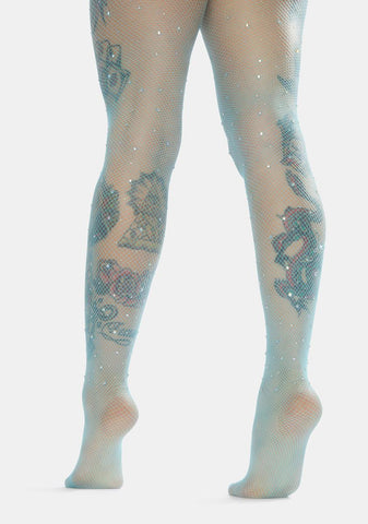 Aqua Fairy Glam Pearl Fishnet Tights
