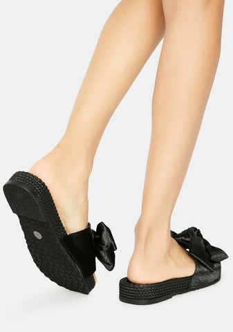 Wicked Lil Holly Golightly Woven Sole Bow Slides