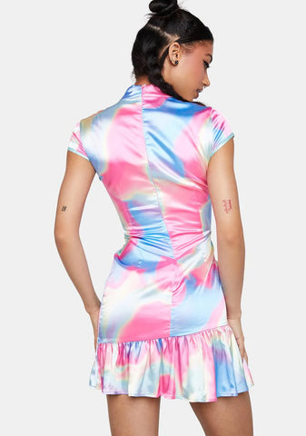 Amour Satin Heart Cut-Out Mini Dress