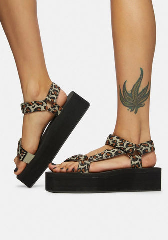 Purrfect Leopard Gonna Getcha Platform Sandals