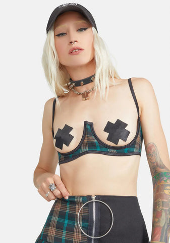 Saved By The Bell Plaid Bra Top