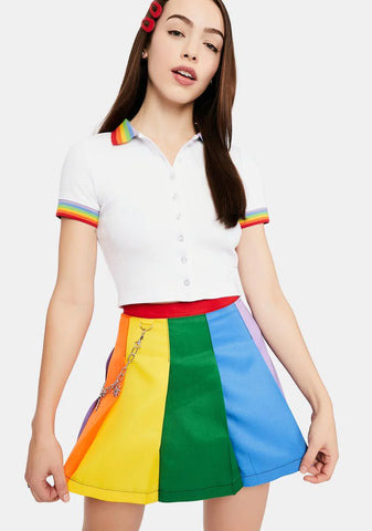 All Is Bright Rainbow Pleated Mini Skirt