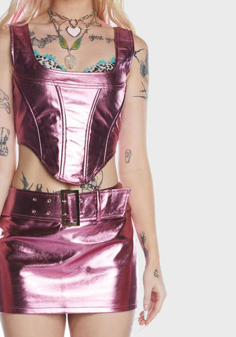 Cindy Metallic Vegan Leather Corset