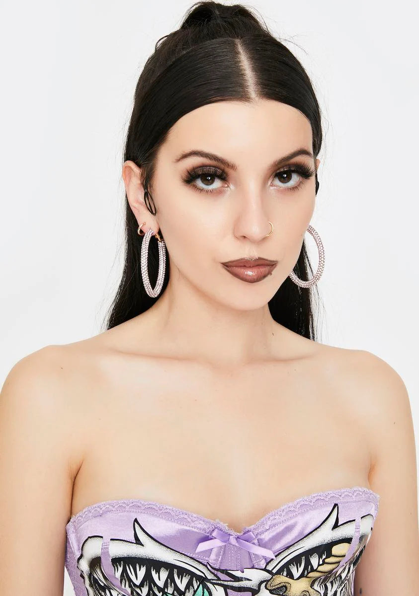 Baby Clout Chaser Rhinestone Hoop Earrings