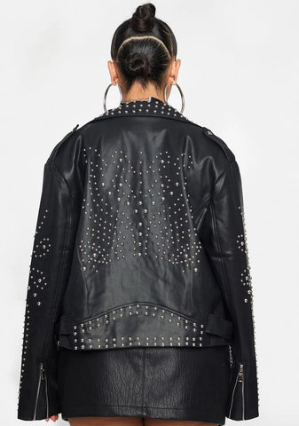 Plus Bella Vita Cropped Studded Moto Jacket