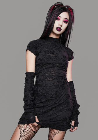 Toxic For Life Shredded Dress And Gloves Set