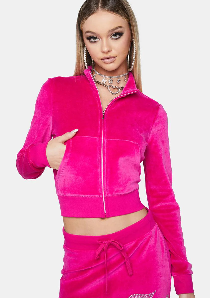 Pink Velour Track Jacket