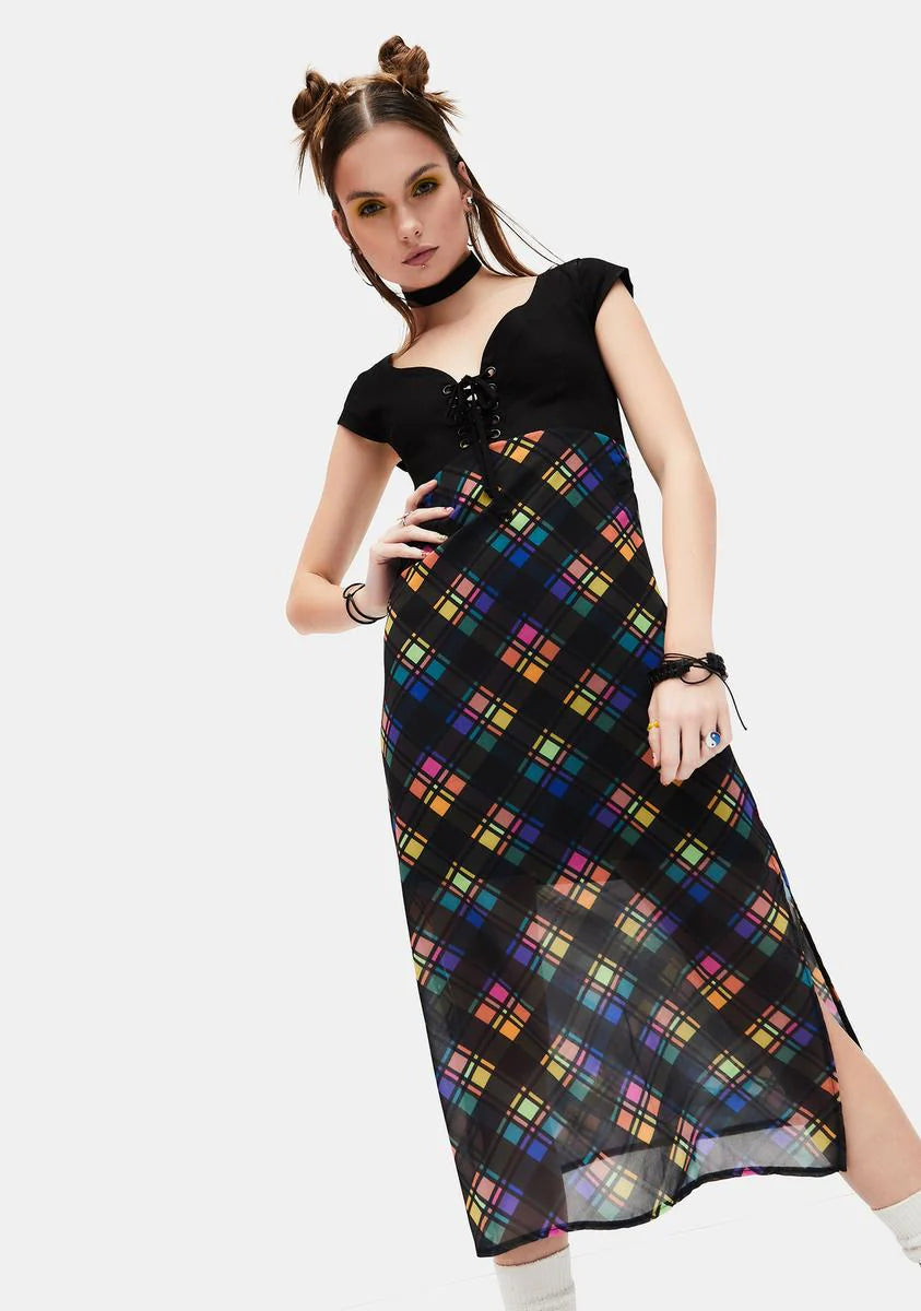 Runaway Bliss Plaid Midi Dress