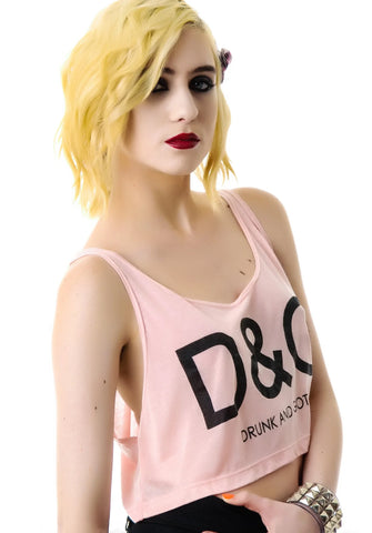 Drunk and Goth Cropped Tank Top - Black