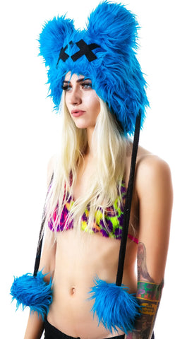 Dead Mouse Furry Hood - Light Blue