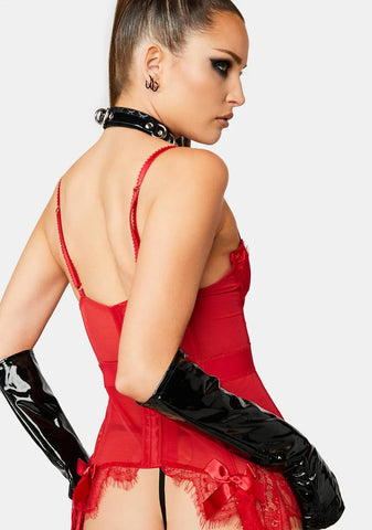 X Bettie Page Red Tempest Basque