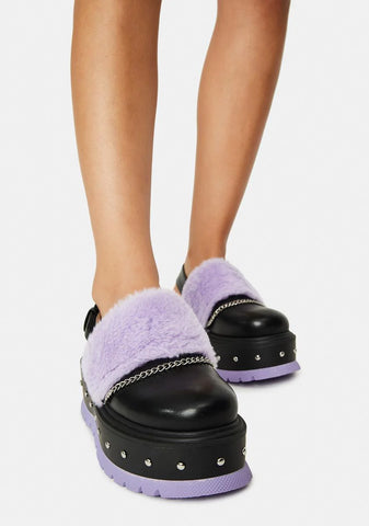 Purple Chibi Faux Fur Sandals