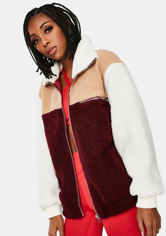 Paint The Town Colorblock Teddy Jacket