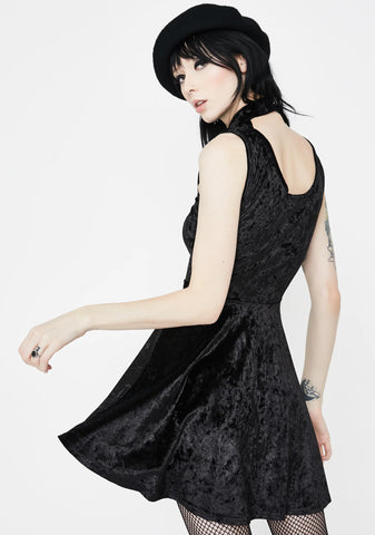 Velveteen Dream Caged Neck Mini Dress