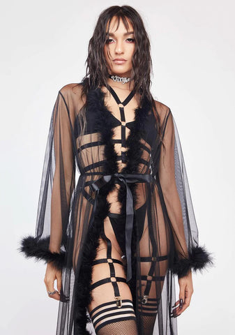 Surface Level Marabou Mesh Robe