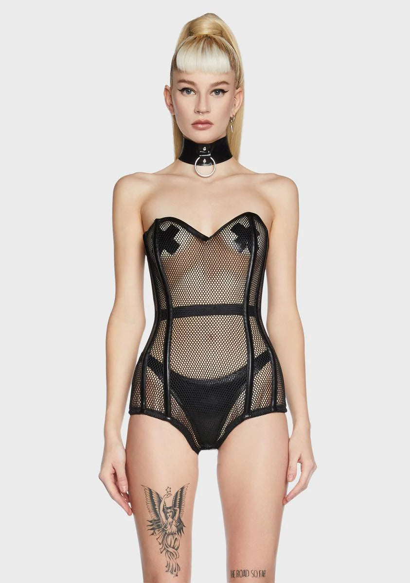 Top Drawer Fishnet Corseted Bodysuit