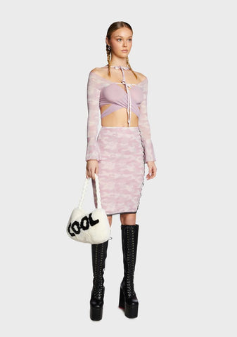 Sunset Camo Midi Skirt