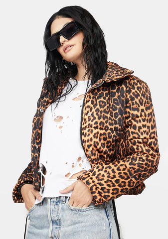 In A Good Way Leopard Puffer Coat