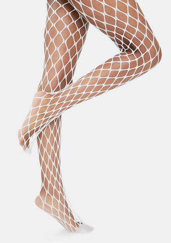 White Flirty Maxi Fishnet Tights