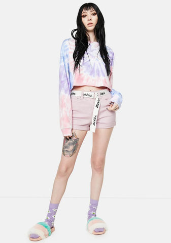 Burnished Lilac Rolled Hem Belted Shorts