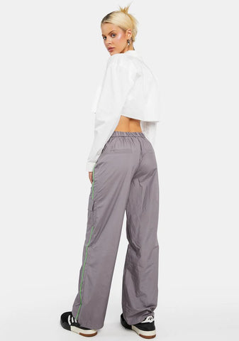 Ash Cargo Pants With Neon Trim