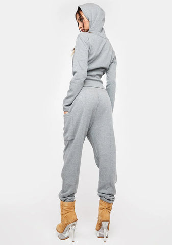 Heather Grey Cargo Pintuck Fleece Joggers