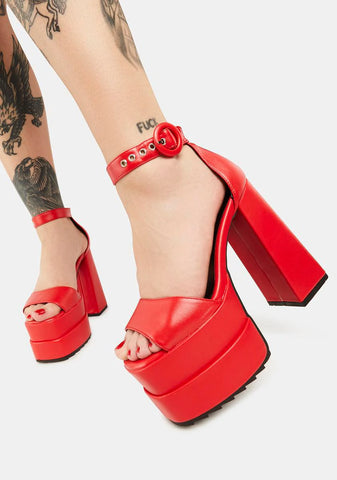 Red Just Coz Platform Sandals