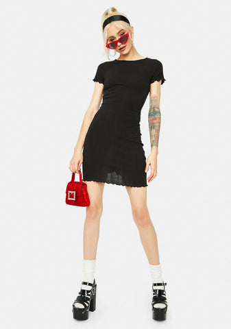 Time Well Spent Lettuce Trim Short Sleeve Mini Dress