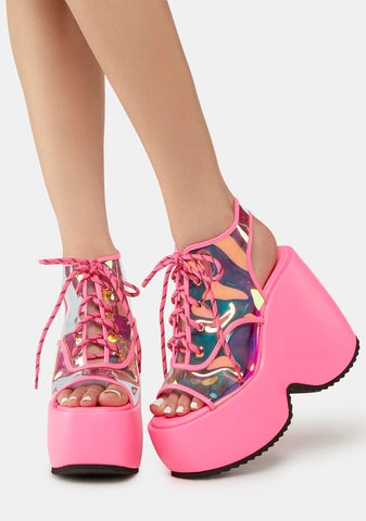 Pink Saphira Platform Wedges