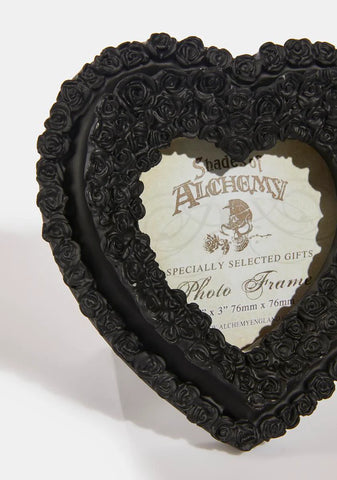 Black Rose Heart Photo Frame