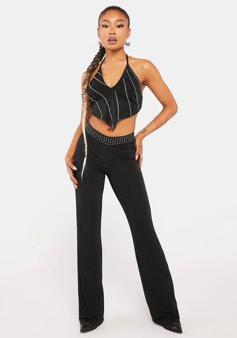 Crepe Hotfix Diamante Tarava Trousers