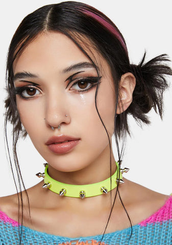Yellow Matte Spike Choker