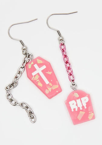 Kiss Of Death Coffin Earrings