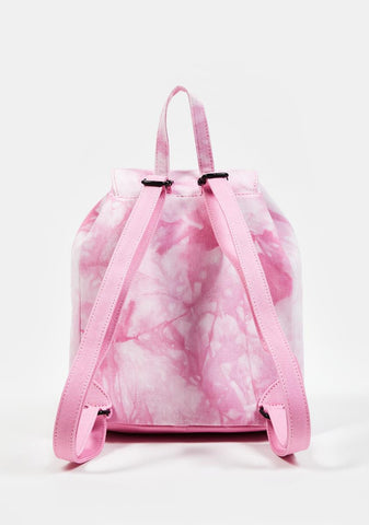 Pink Acid Wash Denim Angel Backpack