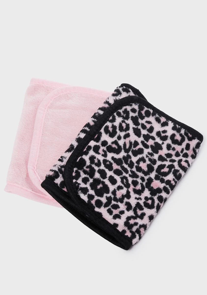 Erase Your Face 2-Pc. Leopard And Blush Makeup Removing Cloths