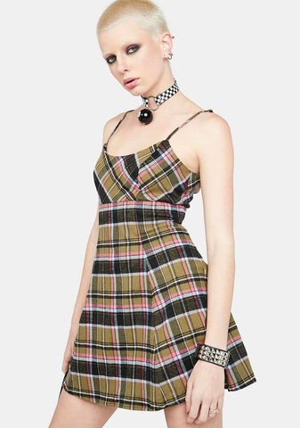 Sage Miss Nonconformist Plaid Mini Dress
