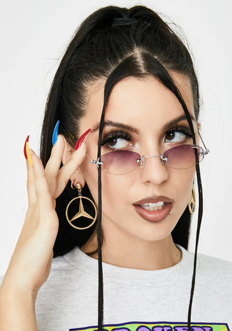 Pierced Gradient Oval Sunglasses
