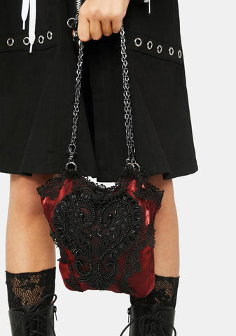 Love Embroidered Heart Crossbody Bag