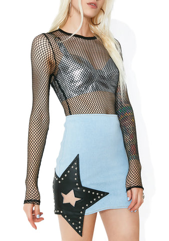Underground Glam Denim Skirt