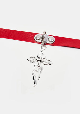 Burn Never Be Saved Cross Charm Choker