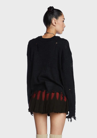 On The Verge Distressed Sweater