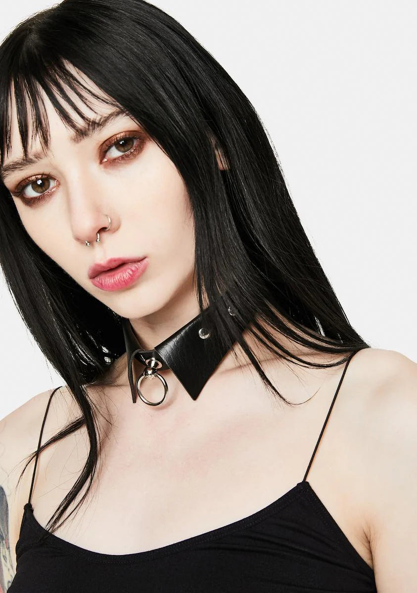 Grunge Luck Studded O-Ring Collar Choker